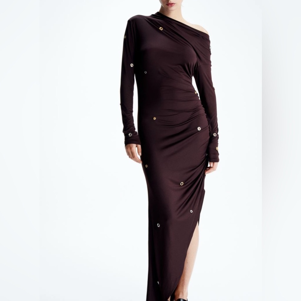 EYELET-DETAIL ASYMMETRIC DRESS NO OFFERS - Picture 3 of 10